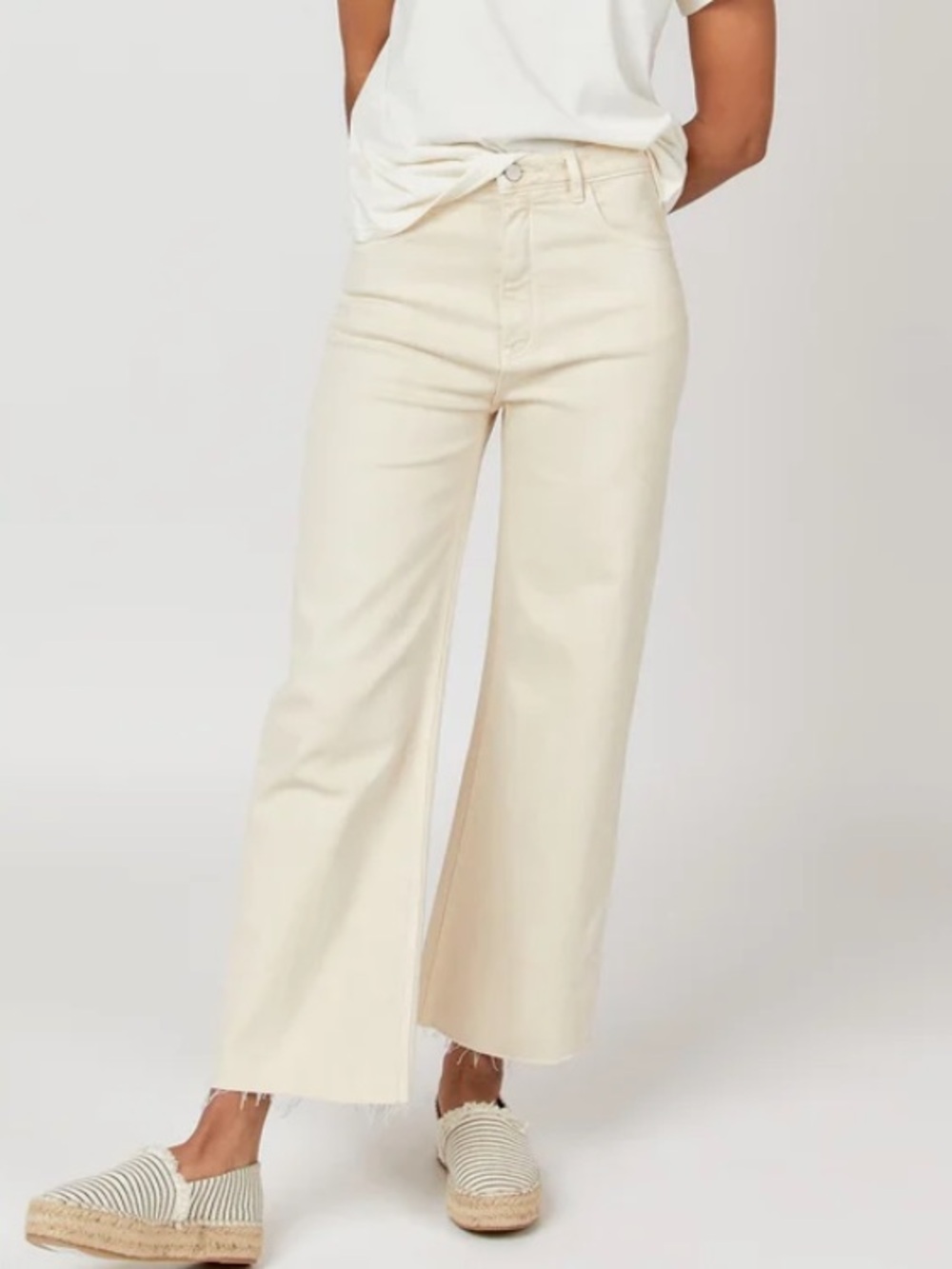 Oliver Logan Wide Leg Jeans in Off White